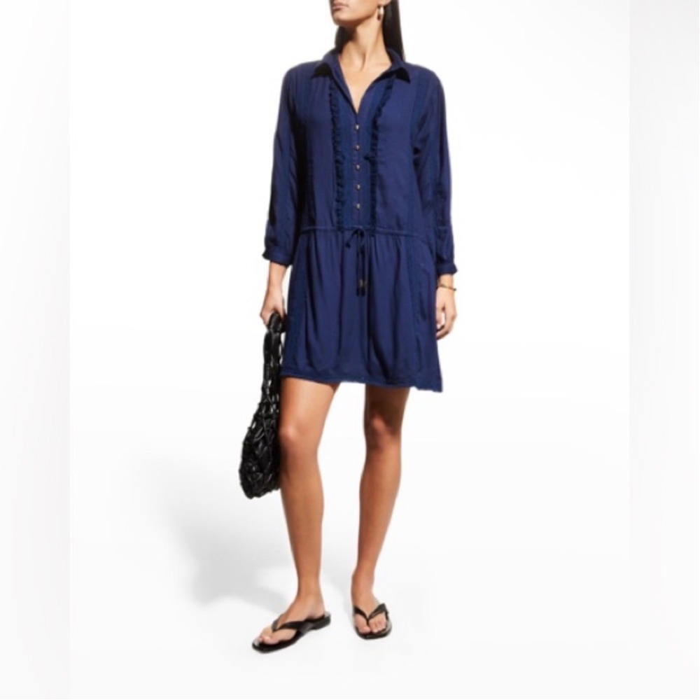 Melissa Odabash Navy Button Front Beach Cover Up Mini Dress XS